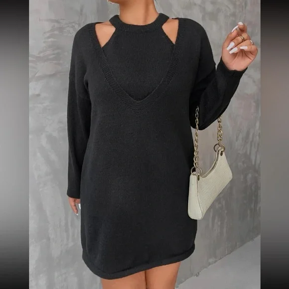 Shein Dresses | Black 2 Piece Sweater Dress From Shein. | Color: Black | Size: 2x | Hpadelli's Closet